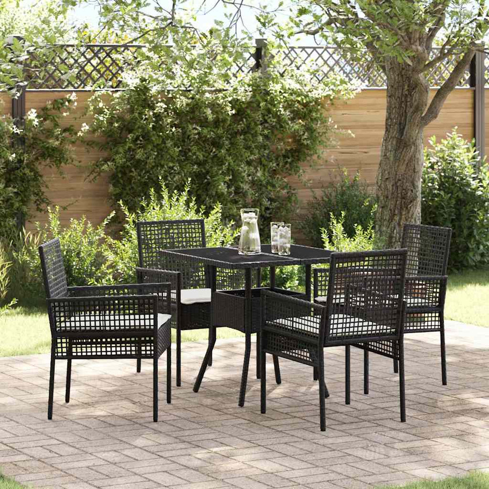 vidaXL 5-Piece Garden Dining Set Black Poly Rattan