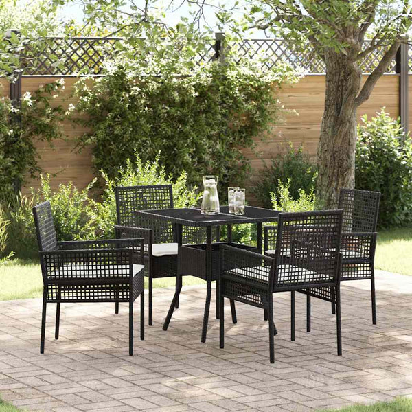 vidaXL 5-Piece Garden Dining Set Black Poly Rattan