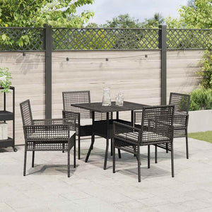 vidaXL 5-Piece Garden Dining Set Black Poly Rattan