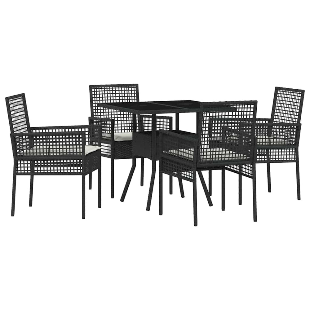vidaXL 5-Piece Garden Dining Set Black Poly Rattan