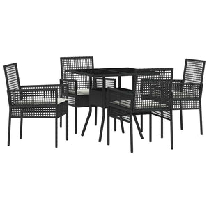 vidaXL 5-Piece Garden Dining Set Black Poly Rattan