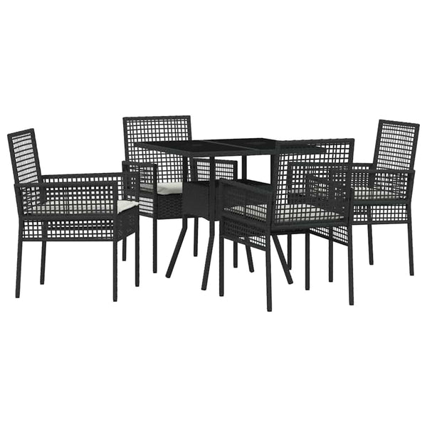 vidaXL 5-Piece Garden Dining Set Black Poly Rattan