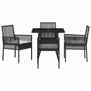 vidaXL 5-Piece Garden Dining Set Black Poly Rattan