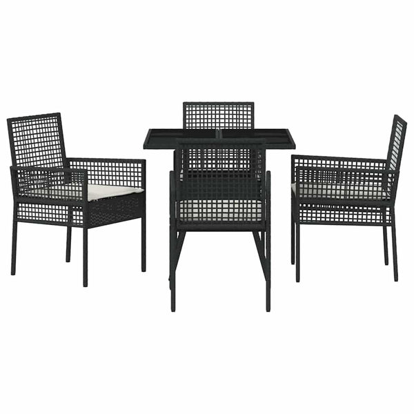 vidaXL 5-Piece Garden Dining Set Black Poly Rattan