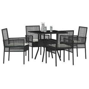 vidaXL 5-Piece Garden Dining Set Black Poly Rattan