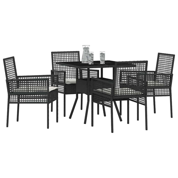 vidaXL 5-Piece Garden Dining Set Black Poly Rattan