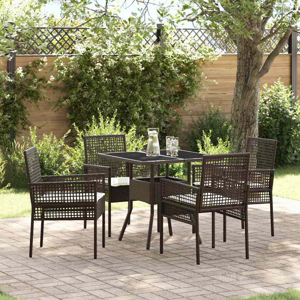 vidaXL Garden Dining Set 5 Pieces Brown Poly Rattan