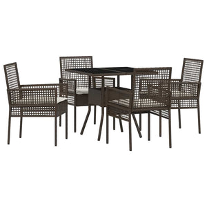 vidaXL Garden Dining Set 5 Pieces Brown Poly Rattan
