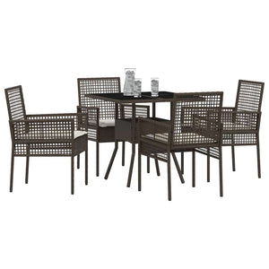 vidaXL Garden Dining Set 5 Pieces Brown Poly Rattan