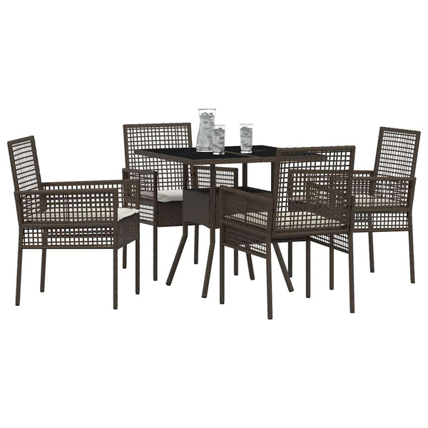 vidaXL Garden Dining Set 5 Pieces Brown Poly Rattan