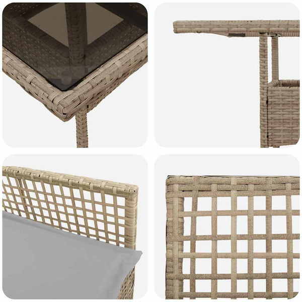 vidaXL Garden Dining Set 5 pcs Beige Poly Rattan