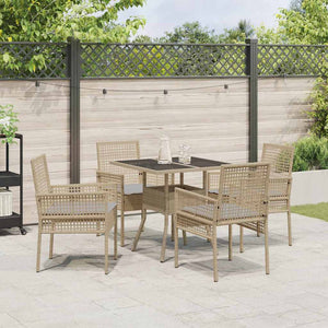 vidaXL Garden Dining Set 5 pcs Beige Poly Rattan