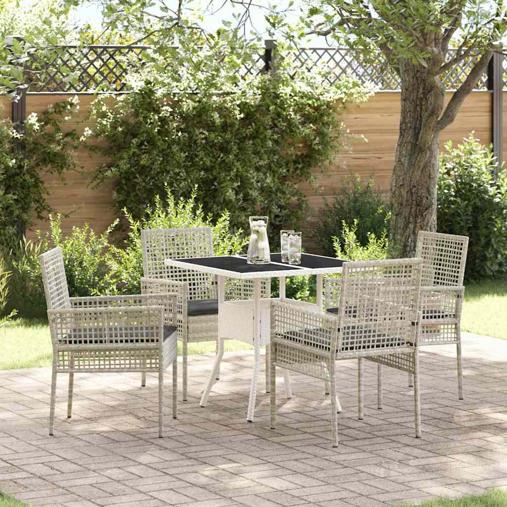 vidaXL Garden Dining Set 5 Pieces Light Gray Poly Rattan