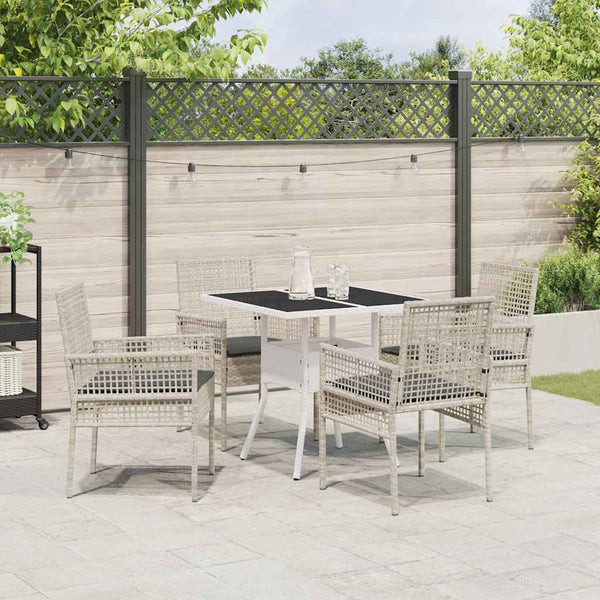 vidaXL Garden Dining Set 5 Pieces Light Gray Poly Rattan