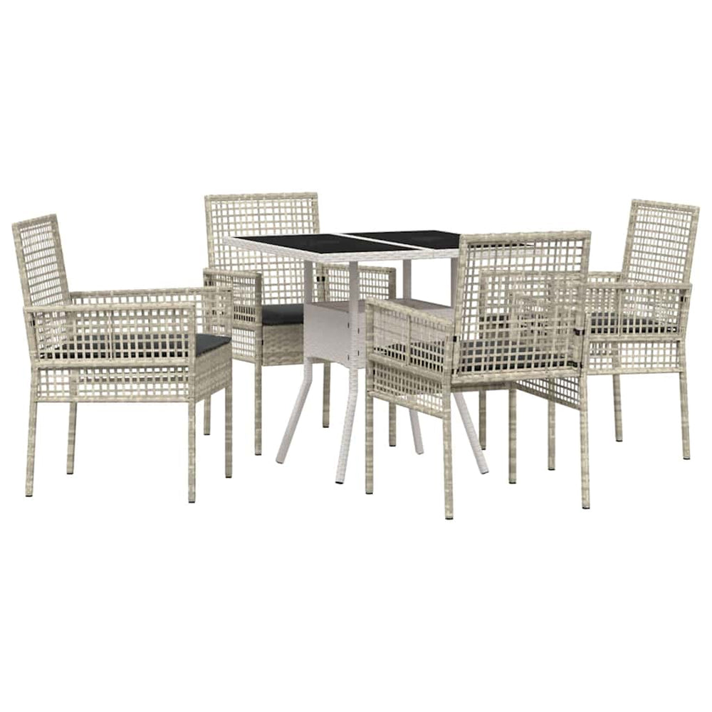 vidaXL Garden Dining Set 5 Pieces Light Gray Poly Rattan
