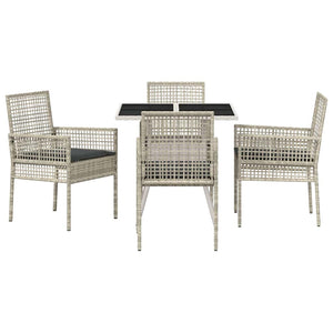 vidaXL Garden Dining Set 5 Pieces Light Gray Poly Rattan