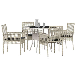 vidaXL Garden Dining Set 5 Pieces Light Gray Poly Rattan