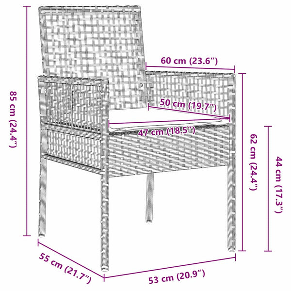 vidaXL Garden Dining Set 5 Pieces Light Gray Poly Rattan