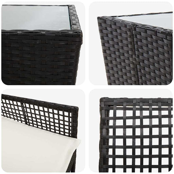 vidaXL Garden Bistro Set 3 Pieces Black Poly Rattan