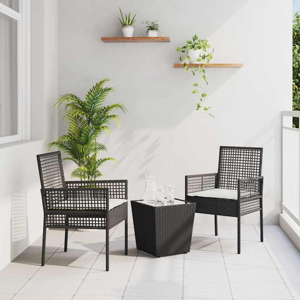 vidaXL Garden Bistro Set 3 Pieces Black Poly Rattan