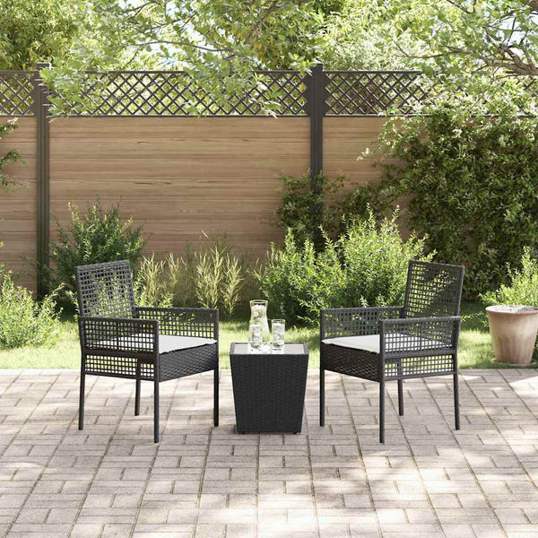 vidaXL Garden Bistro Set 3 Pieces Black Poly Rattan