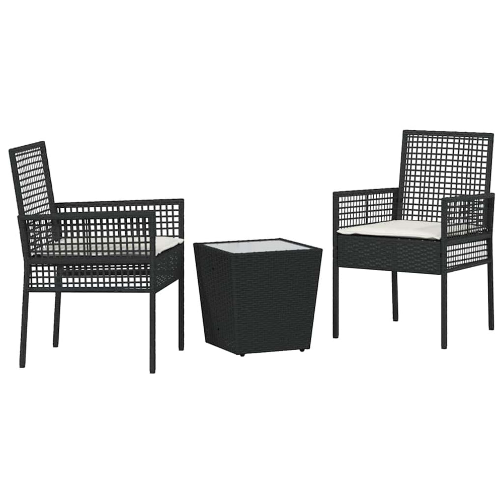 vidaXL Garden Bistro Set 3 Pieces Black Poly Rattan