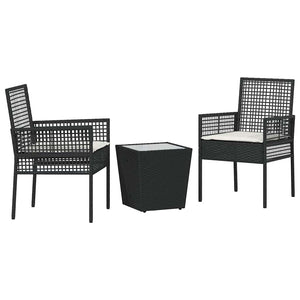 vidaXL Garden Bistro Set 3 Pieces Black Poly Rattan