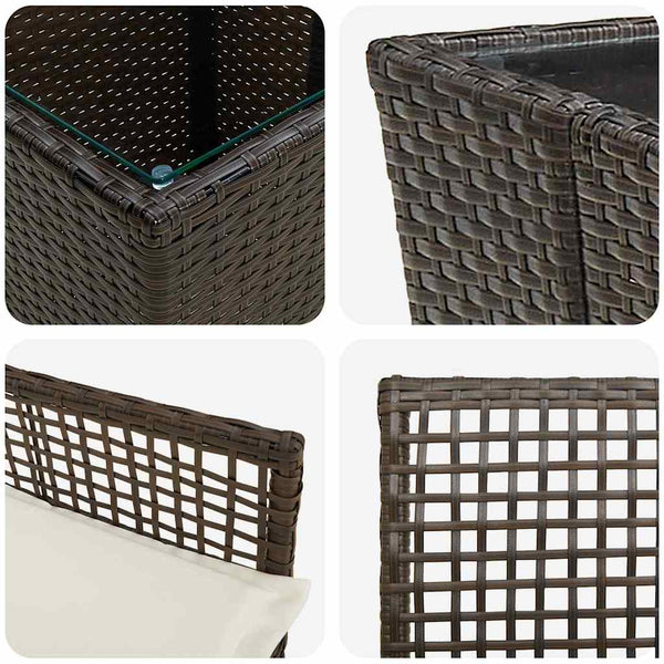 vidaXL Garden Bistro Set 3 Pieces Brown Poly Rattan
