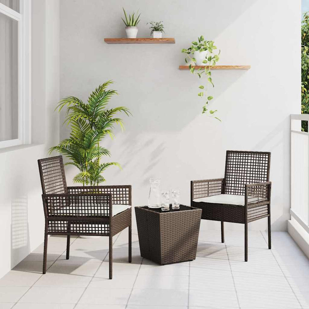 vidaXL Garden Bistro Set 3 Pieces Brown Poly Rattan