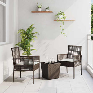 vidaXL Garden Bistro Set 3 Pieces Brown Poly Rattan