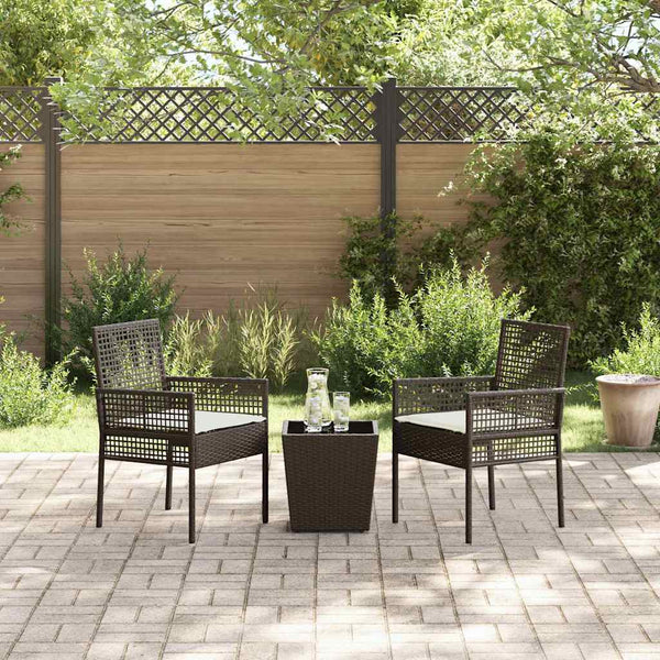 vidaXL Garden Bistro Set 3 Pieces Brown Poly Rattan