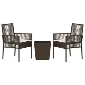 vidaXL Garden Bistro Set 3 Pieces Brown Poly Rattan