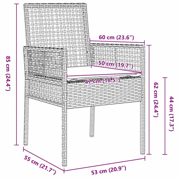 vidaXL Garden Bistro Set 3 Pieces Brown Poly Rattan