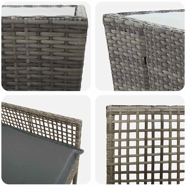 vidaXL Garden Bistro Set 3 pcs Grey Poly Rattan