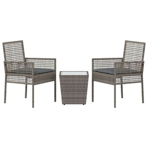 vidaXL Garden Bistro Set 3 pcs Grey Poly Rattan