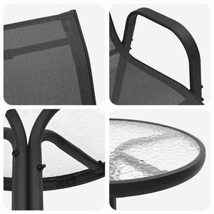vidaXL Garden Bistro Set 3 Pieces Black Steel