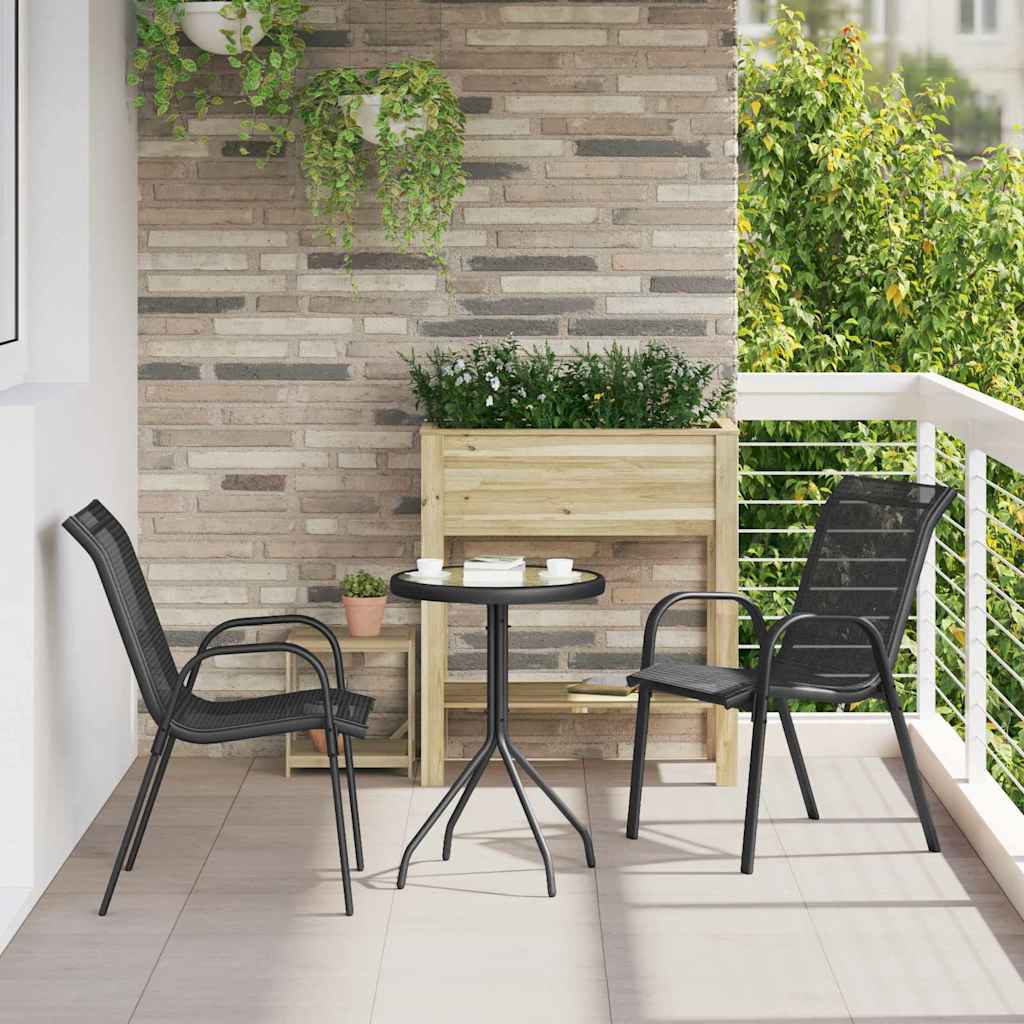 vidaXL Garden Bistro Set 3 Pieces Black Steel