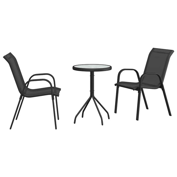 vidaXL Garden Bistro Set 3 Pieces Black Steel