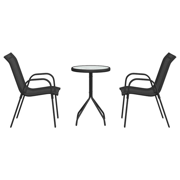 vidaXL Garden Bistro Set 3 Pieces Black Steel