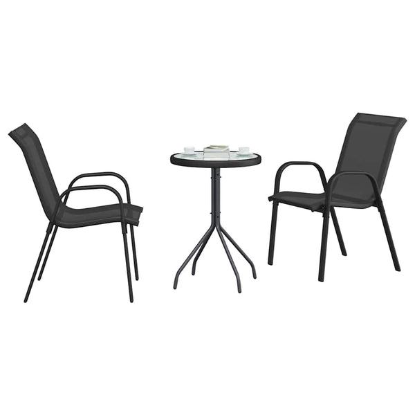 vidaXL Garden Bistro Set 3 Pieces Black Steel