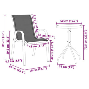 vidaXL Garden Bistro Set 3 Pieces Black Steel