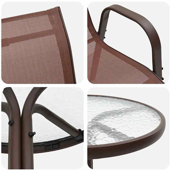 vidaXL Garden Bistro Set 3 pcs Brown Steel