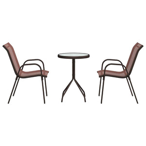 vidaXL Garden Bistro Set 3 pcs Brown Steel