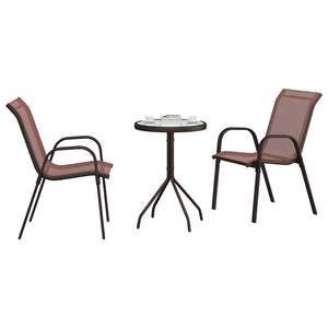 vidaXL Garden Bistro Set 3 pcs Brown Steel