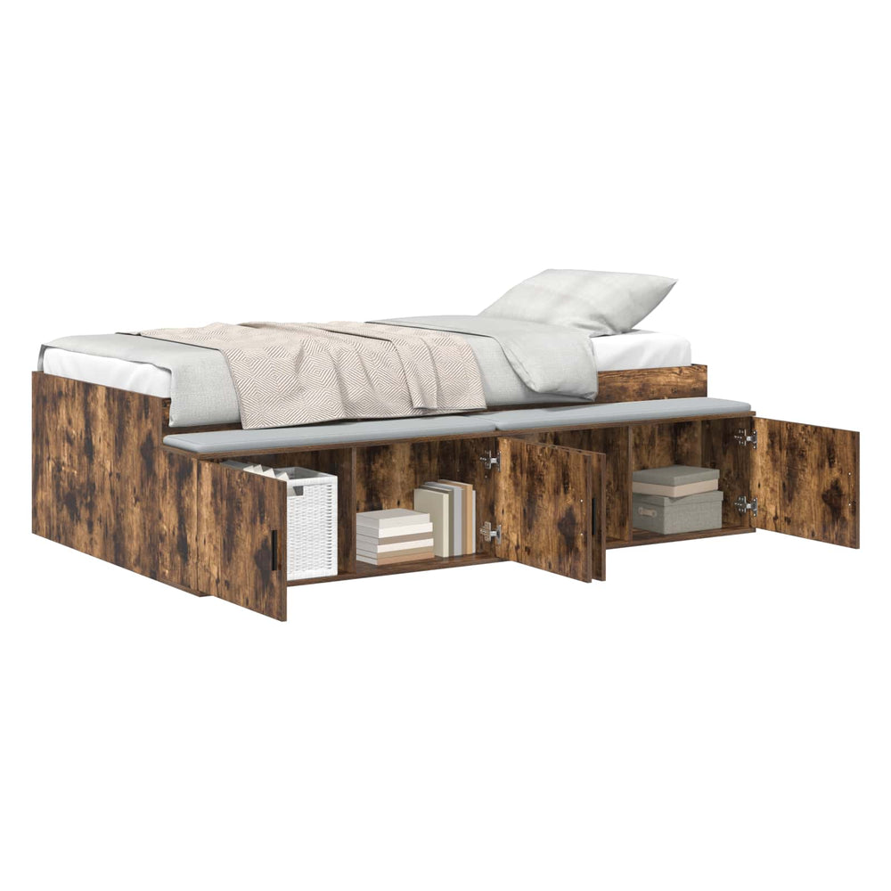 vidaXL Bed Frame Smoked Oak 100 x 200 cm Engineered Wood