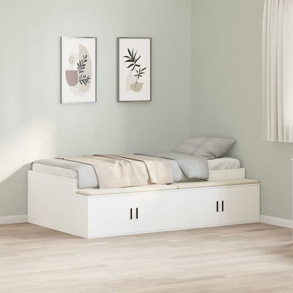 vidaXL Bed Frame with Drawers White 90 x 200 cm Engineered Wood