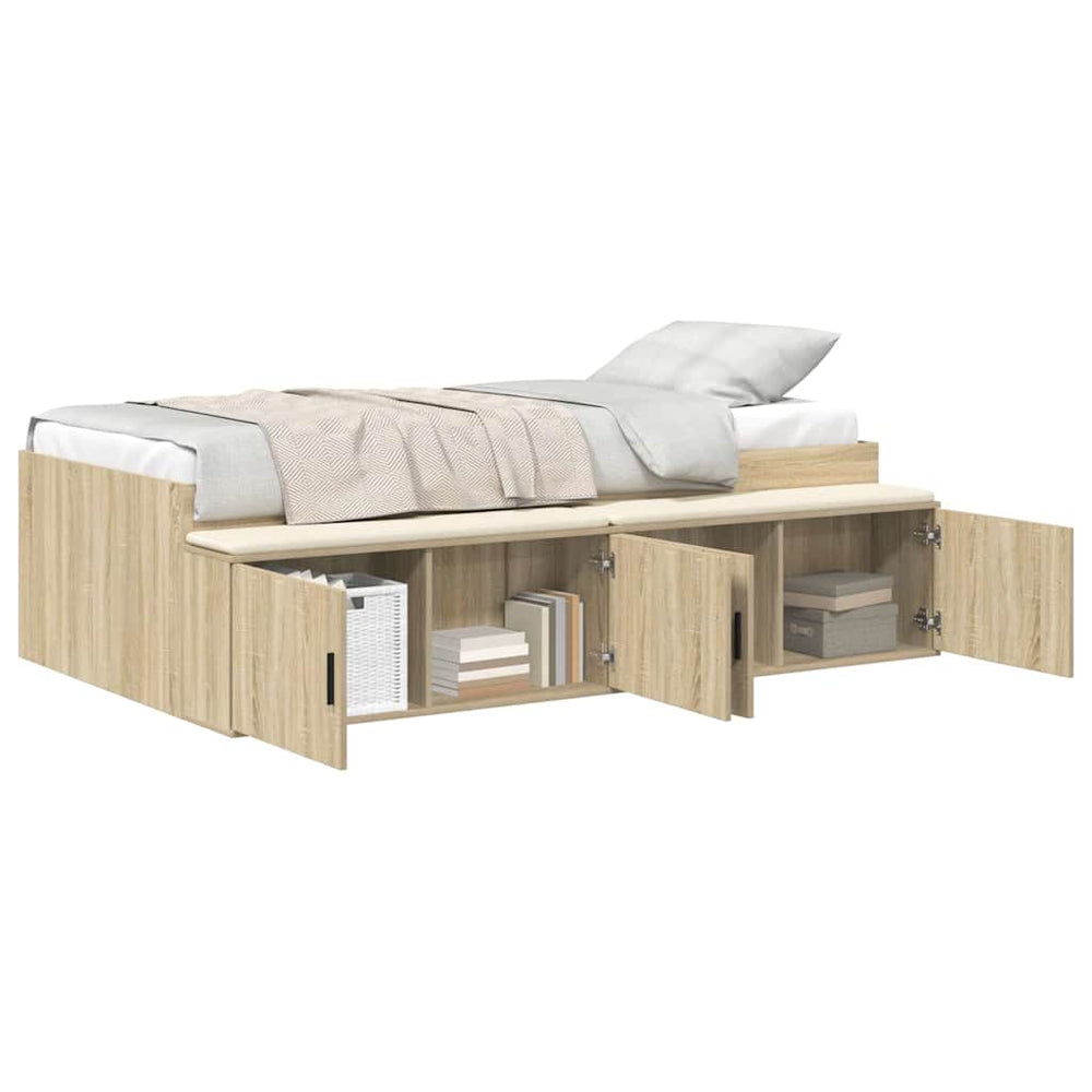 vidaXL Bed Frame with Storage Sonoma Oak 90 x 200 cm Engineered Wood