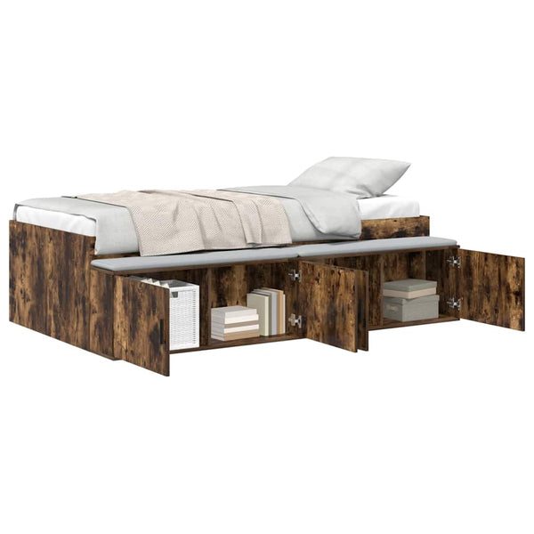 vidaXL Bed Frame Smoked Oak 90 x 200 cm Engineered Wood