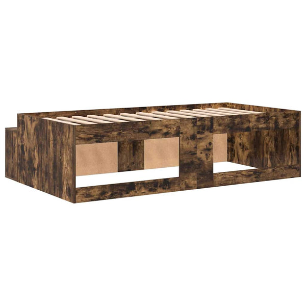 vidaXL Bed Frame Smoked Oak 90 x 200 cm Engineered Wood