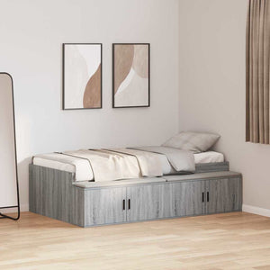 vidaXL Bed Frame with Storage Sonoma Grey 90 x 200 cm Engineered Wood
